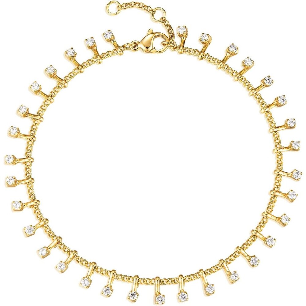 Gold Beaded Bracelets,18K Gold Plated Handmade Cute Satellite Diamond Cut Oval